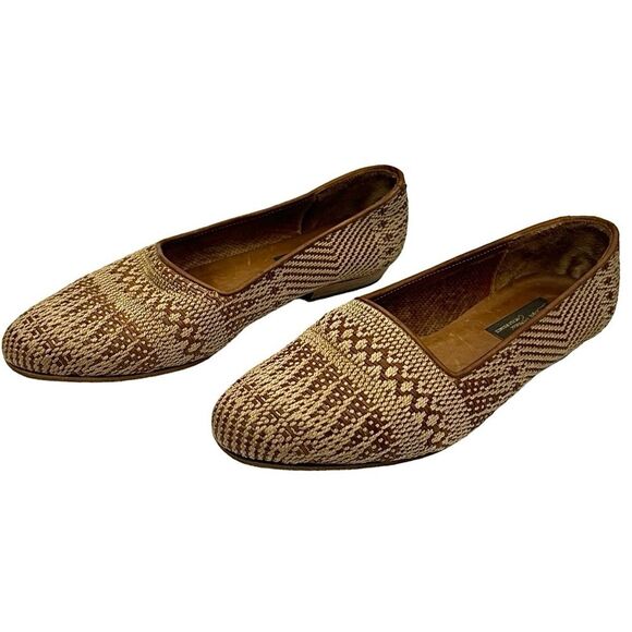 Sesto Meucci of Florence Women’s Tan brown Woven Loafer Size 8 Medium Pre-Owned - Picture 5 of 8